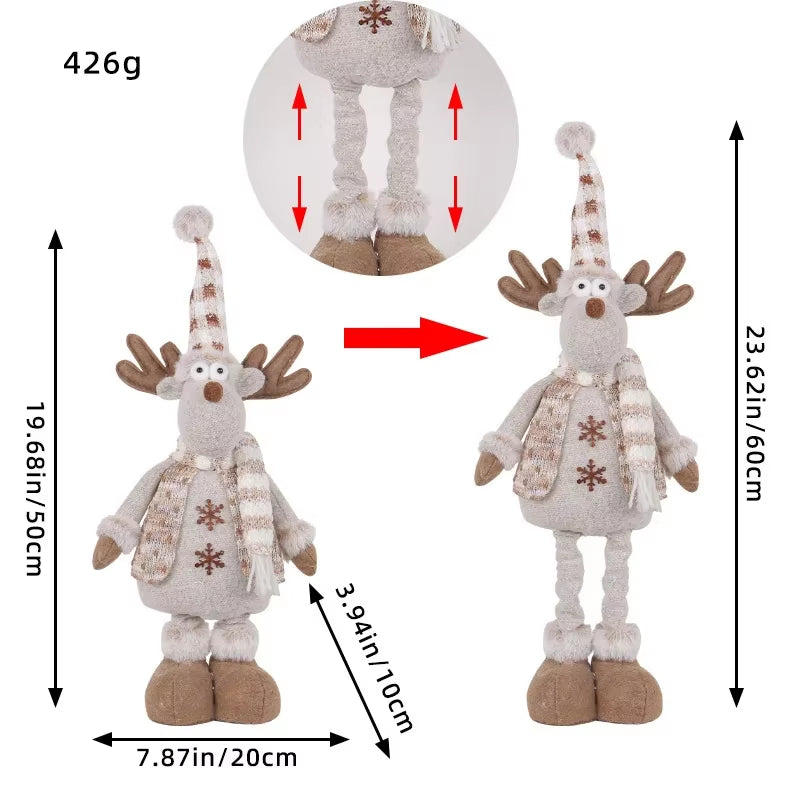 Wholesale Christmas Decorations Factory Doll Knit Deer Santa Claus Expandable Figurine Window Scene Arrangement Ornament