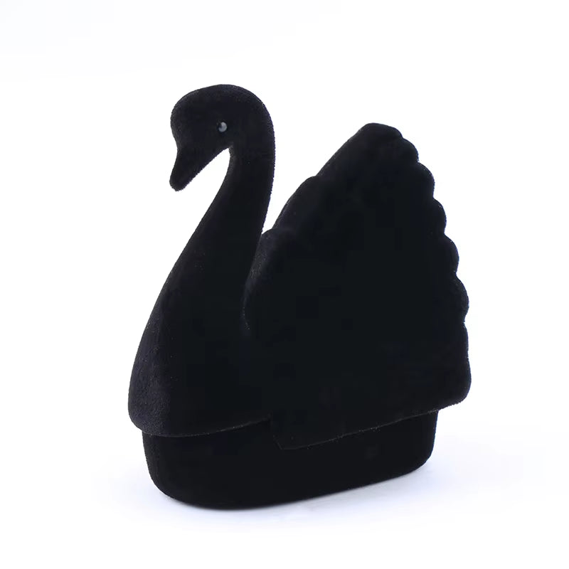 1Piece Lovely Swan Jewelry Box Velvet Wedding Ring Box Necklace Display Box Swan Gift Box Container Case for Jewelry Packaging