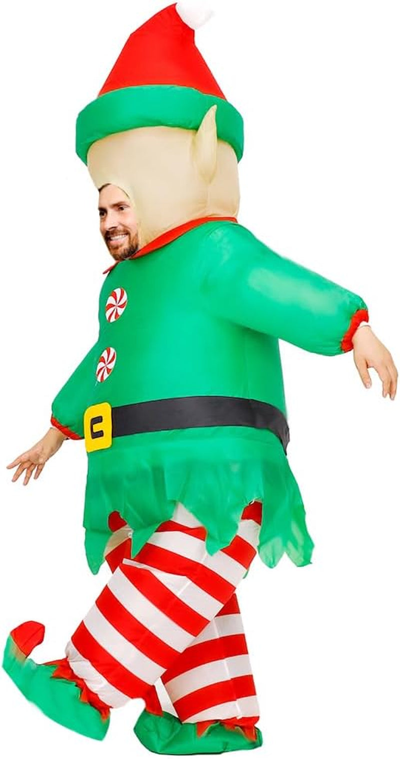 Inflatable Christmas Costume for Adult Blow up Santa Claus Elf Snowman Ginger Bread Man Costum Xmas Funny Fancy Dress