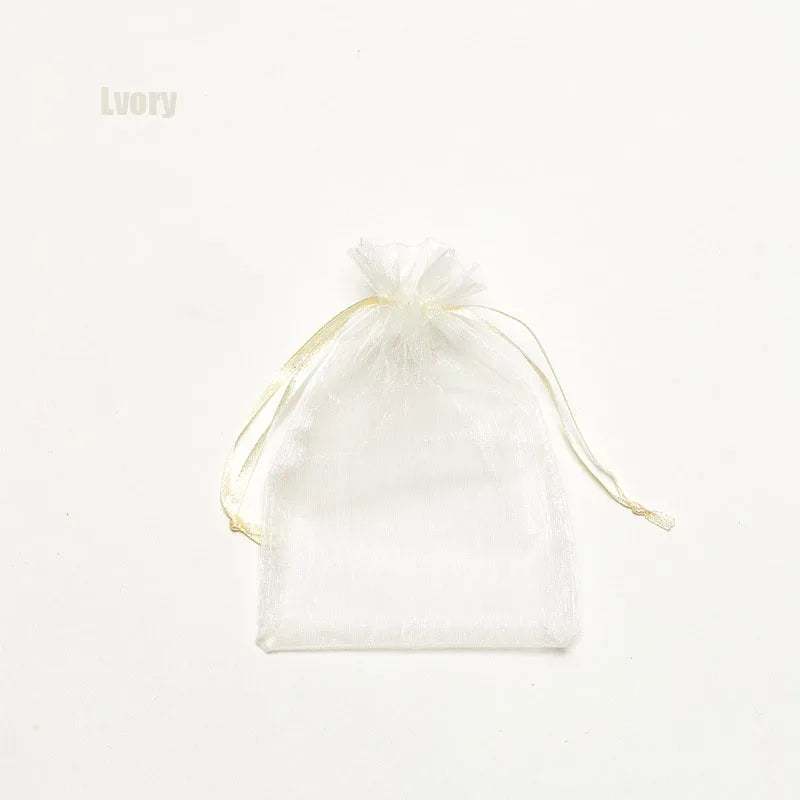 RE 100Pcs 22 Colors 7X9 9X12Cm 10X15 13X18Cm Wedding Christmas Gift Drawable Organza Bags Jewelry Packaging Display & Pouches 13